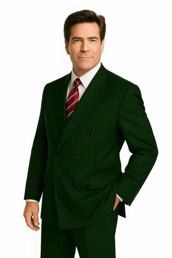 Men's Double Breasted Suits Men's Charcoal Pinstripe 2 Piece Suit