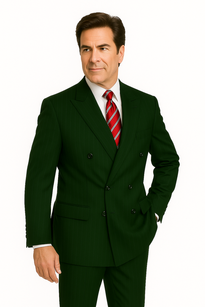 Men's Double Breasted Suits Men's Charcoal Pinstripe 2 Piece Suit