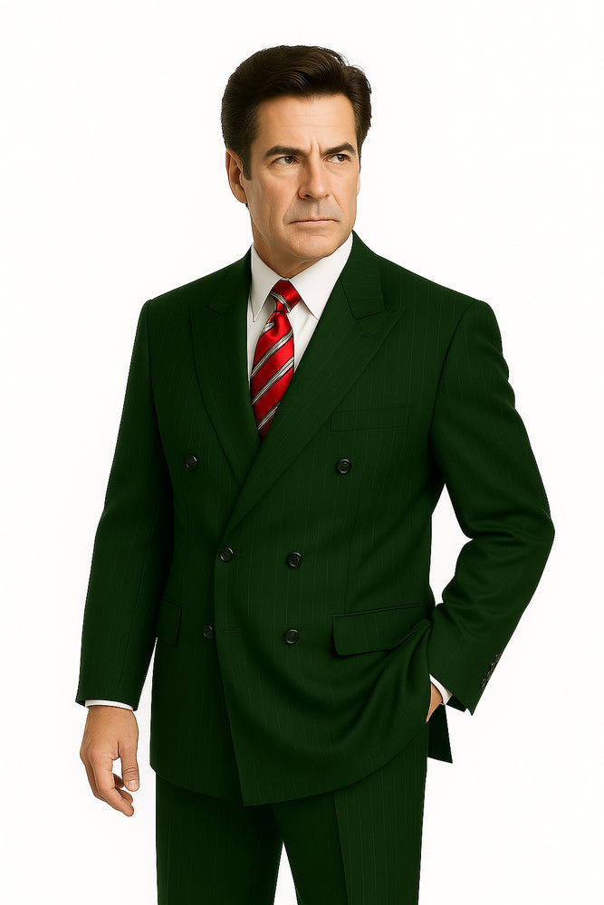 Men's Double Breasted Suits Men's Charcoal Pinstripe 2 Piece Suit