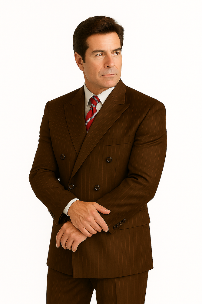 Men's Double Breasted Suits Men's Charcoal Pinstripe 2 Piece Suit