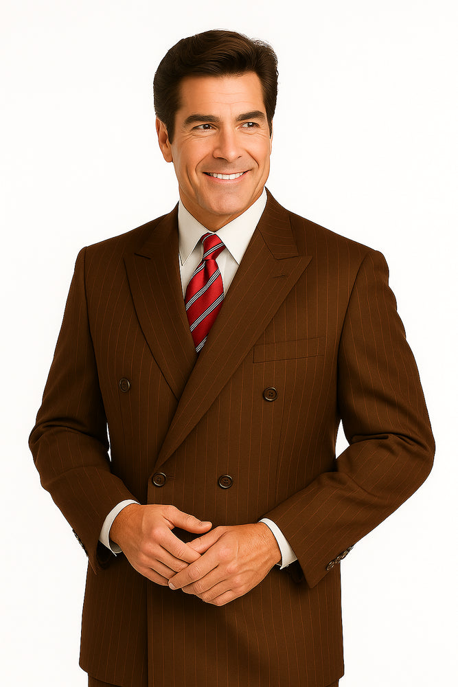 Men's Double Breasted Suits Men's Charcoal Pinstripe 2 Piece Suit