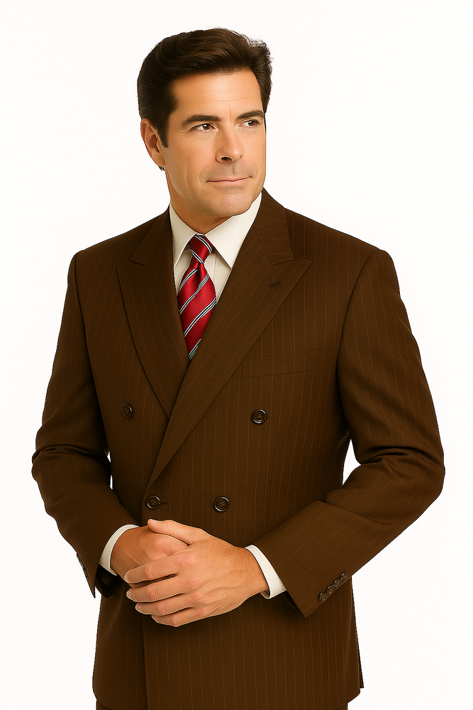 Men's Double Breasted Suits Men's Charcoal Pinstripe 2 Piece Suit