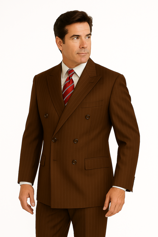 Men's Double Breasted Suits Men's Charcoal Pinstripe 2 Piece Suit