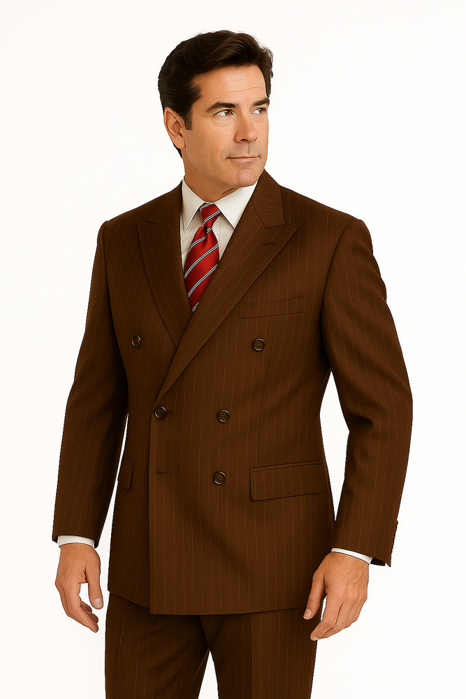 Men's Double Breasted Suits Men's Charcoal Pinstripe 2 Piece Suit