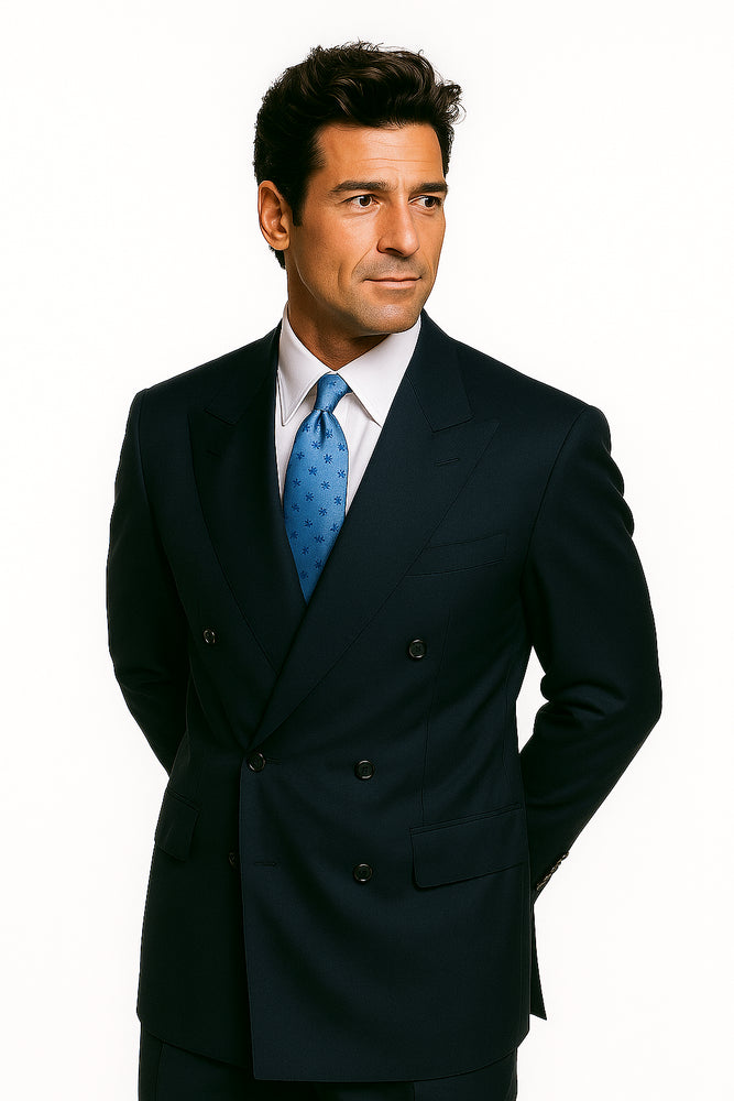 Navy Blue Suit For Men Super Poly-Rayon developed by NASA Double Breasted Suit