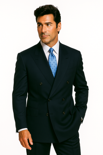 Navy Blue Suit For Men Super Poly-Rayon developed by NASA Double Breasted Suit