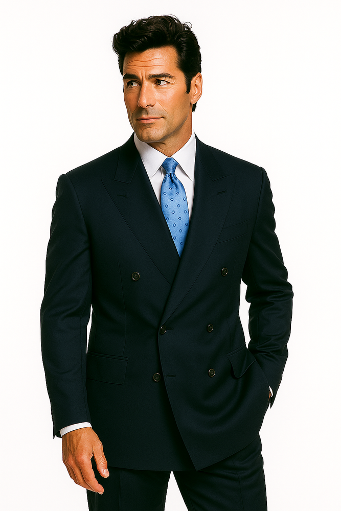 Navy Blue Suit For Men Super Poly-Rayon developed by NASA Double Breasted Suit