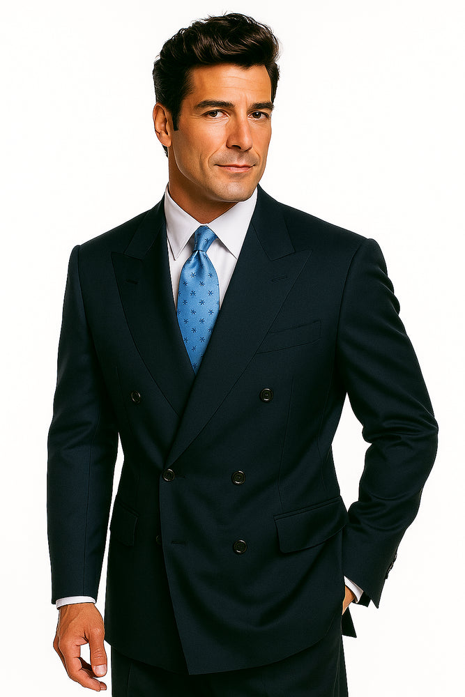 Navy Blue Suit For Men Super Poly-Rayon developed by NASA Double Breasted Suit