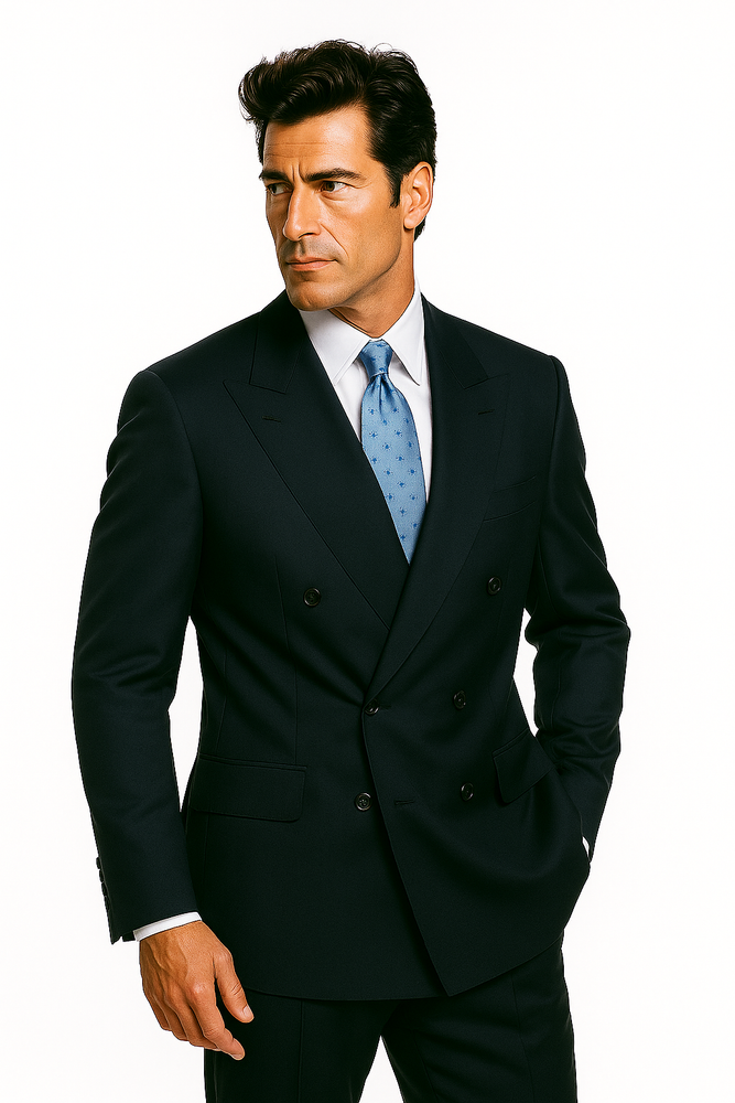 Navy Blue Suit For Men Super Poly-Rayon developed by NASA Double Breasted Suit