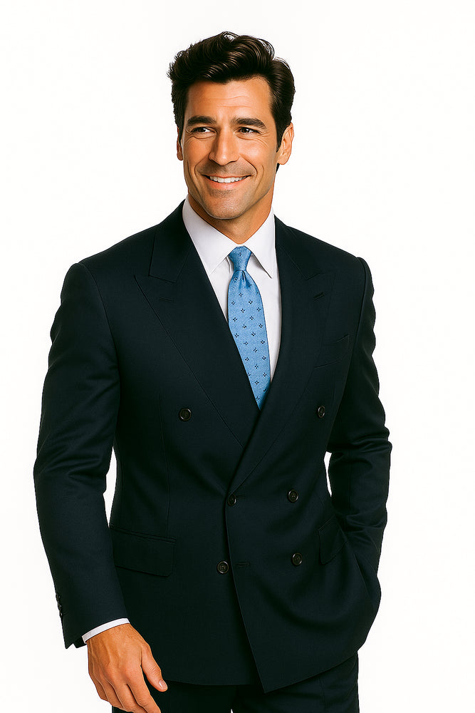 Navy Blue Suit For Men Super Poly-Rayon developed by NASA Double Breasted Suit
