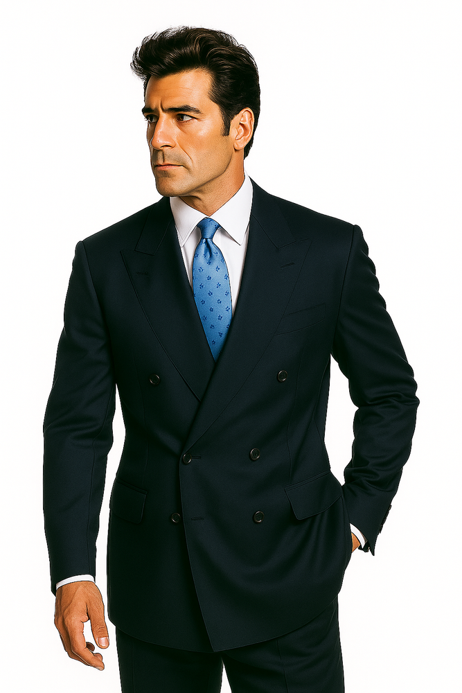 Navy Blue Suit For Men Super Poly-Rayon developed by NASA Double Breasted Suit