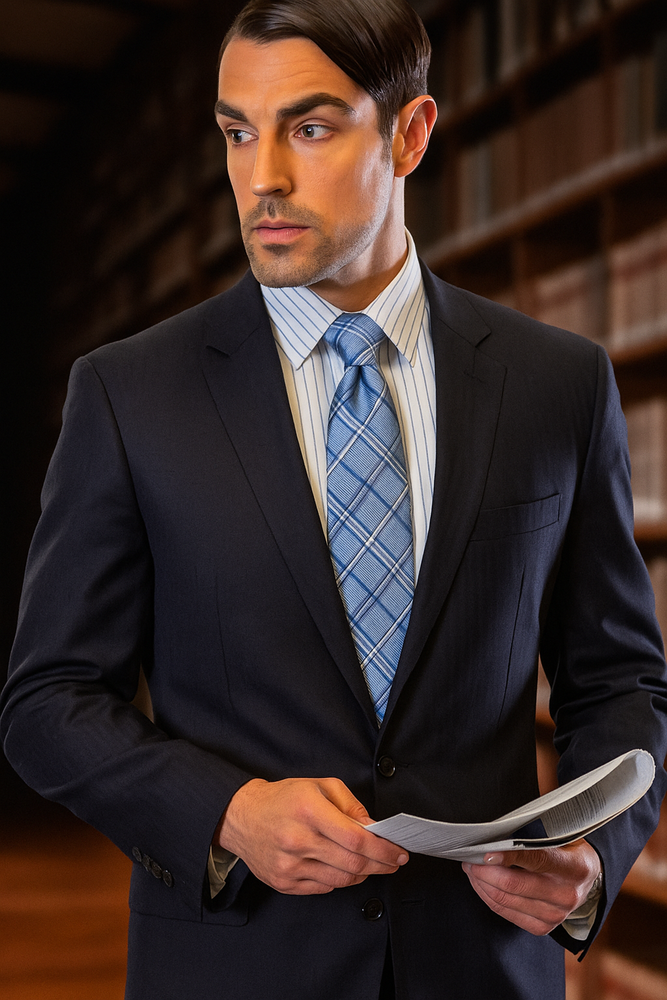 Cut Style Jacket & Pants CLASSIC SLIM FIT 2 PIC 2 BUTTON DARK NAVY Men's SUIT Pick Stitched 100% Super 150'S Wool Dark Blue Suit