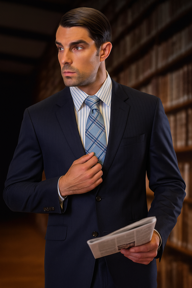 Cut Style Jacket & Pants CLASSIC SLIM FIT 2 PIC 2 BUTTON DARK NAVY Men's SUIT Pick Stitched 100% Super 150'S Wool Dark Blue Suit