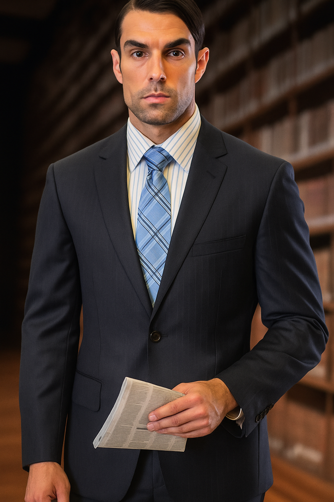 Cut Style Jacket & Pants CLASSIC SLIM FIT 2 PIC 2 BUTTON DARK NAVY Men's SUIT Pick Stitched 100% Super 150'S Wool Dark Blue Suit