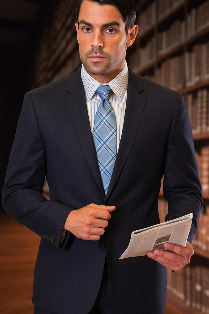 Cut Style Jacket & Pants CLASSIC SLIM FIT 2 PIC 2 BUTTON DARK NAVY Men's SUIT Pick Stitched 100% Super 150'S Wool Dark Blue Suit