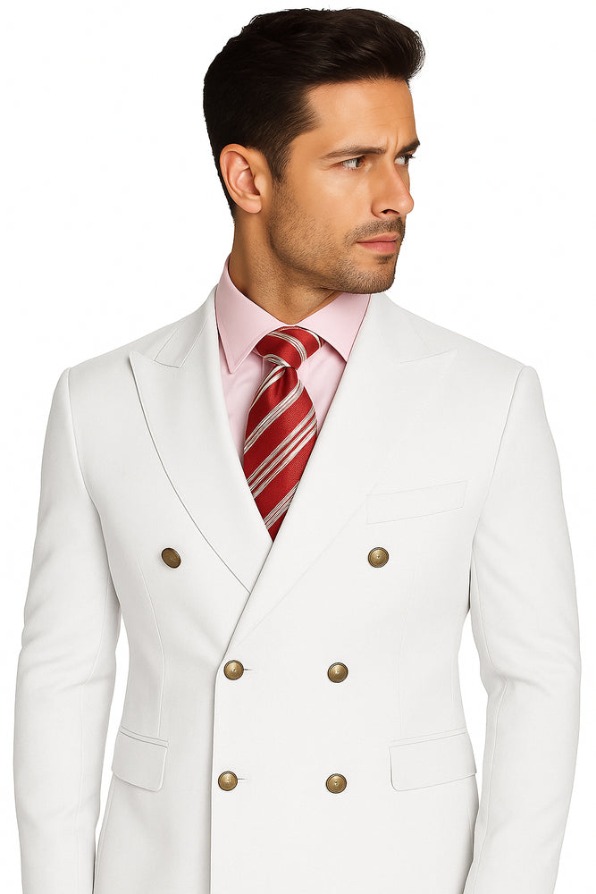 Men's High Quality Snow White Men's Double Breasted Suits Jacket Blazer Dinner Jacket