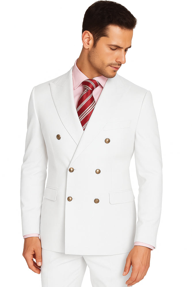 Men's High Quality Snow White Men's Double Breasted Suits Jacket Blazer Dinner Jacket