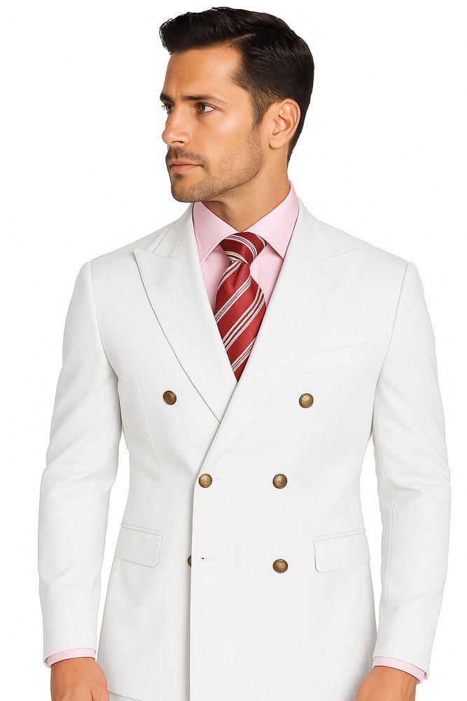 Men's High Quality Snow White Men's Double Breasted Suits Jacket Blazer Dinner Jacket