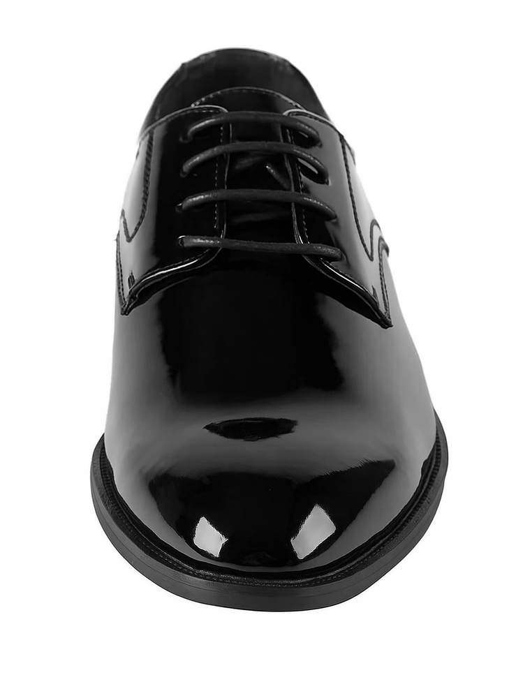 Black Patent Lace Up Tuxedo Shoe