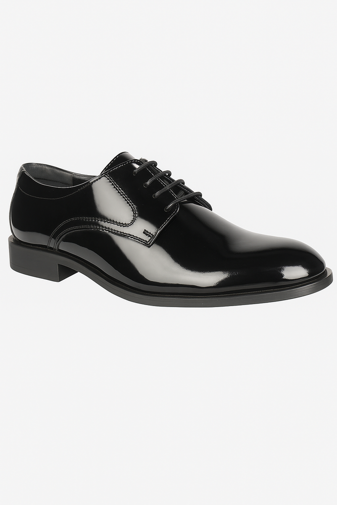 Black Patent Lace Up Tuxedo Shoe