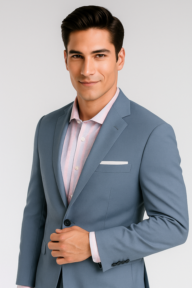 Men's Sky Blue ~ Light Blue Slim Fit Suits Business Looking Suit Wool