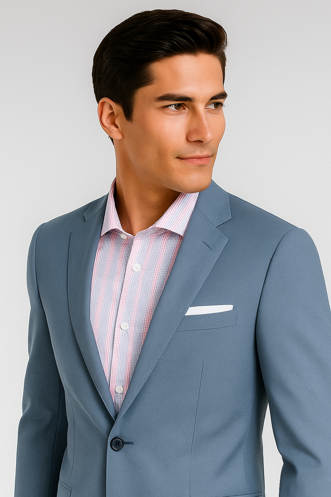 Men's Sky Blue ~ Light Blue Slim Fit Suits Business Looking Suit Wool