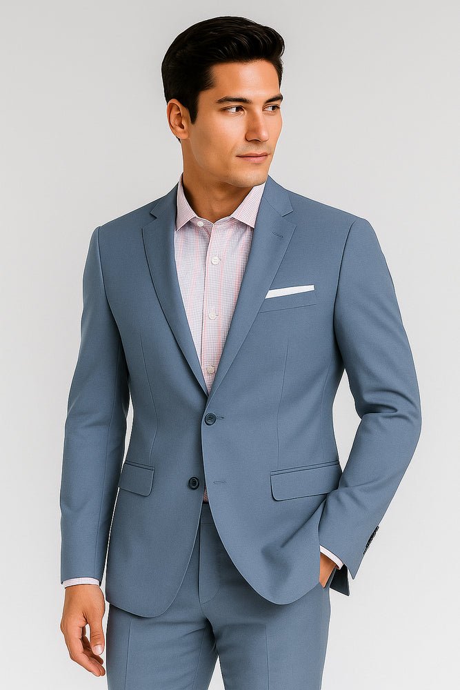Men's Sky Blue ~ Light Blue Slim Fit Suits Business Looking Suit Wool