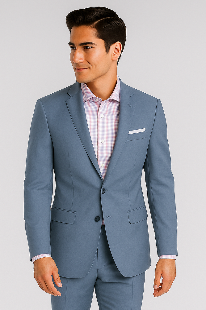 Men's Sky Blue ~ Light Blue Slim Fit Suits Business Looking Suit Wool
