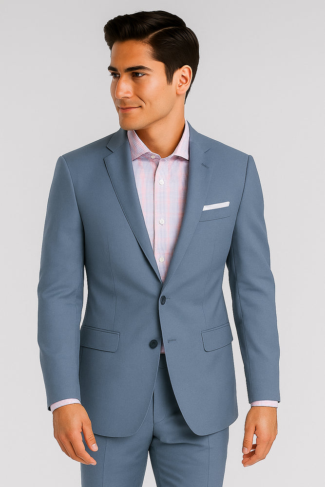 Men's Sky Blue ~ Light Blue Slim Fit Suits Business Looking Suit Wool
