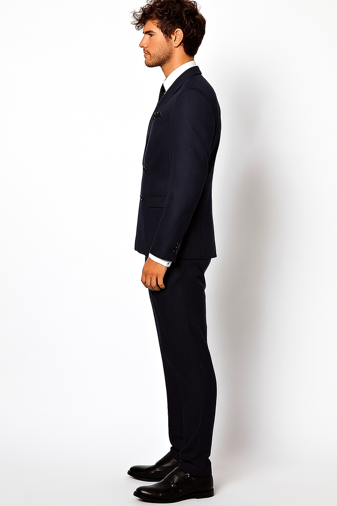 Double Breasted Suits Slim Fit Wool Suit 4 Buttons Style 2020 New Formal Style