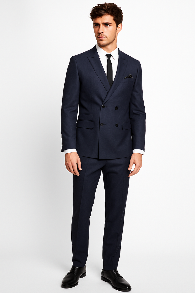 Double Breasted Suits Slim Fit Wool Suit 4 Buttons Style 2020 New Formal Style