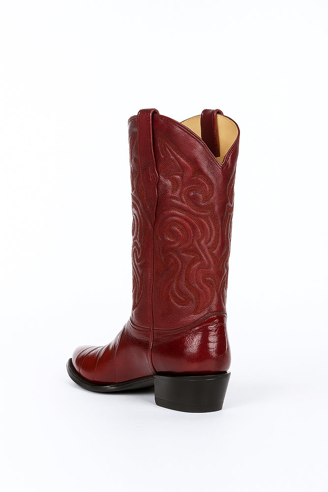 Men's Burgundy Eel Skin J-Toe Cowboy Boots: Los Altos Western Dress Boots