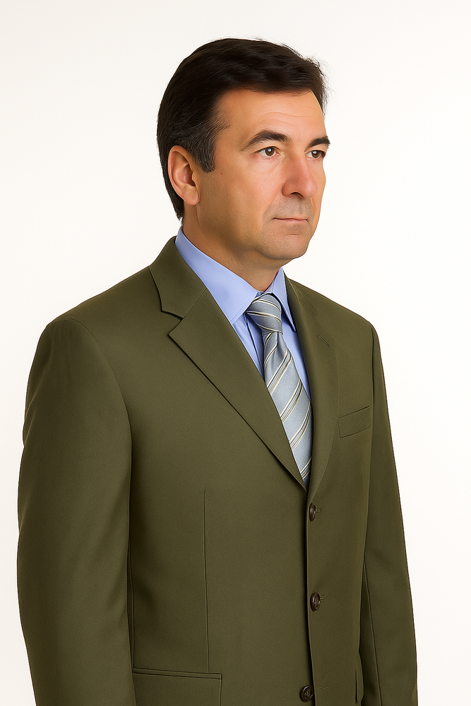 Forest Olive Green Men's Busines Cheap Priced Business Suits Clearance Sale In Super 130'S Marina Wool Available In 2 Or 3 Buttons Style Regular Classic Cut