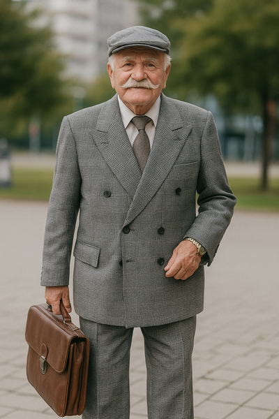 Mens Gray ~ Grey Window Pane Double Breasted Suits Tween houndstooth checkered Glen Plaid Suit - Black And White Checkered Suit