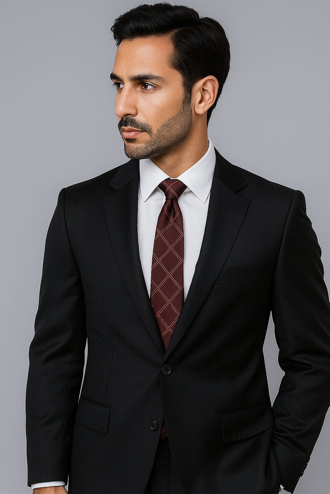 Authentic Alberto Nardoni Brand Hand Pick Stitching Men's 2 Button Solid Black Wool Suit With Flat Front Pants