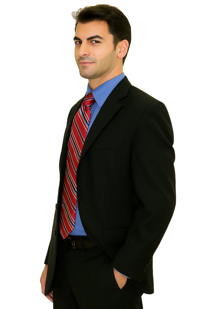 Black Super 150'S Wool Men's Cheap Priced Business Suits Clearance Sale Available In 2 Or 3 Buttons Style Regular Classic Cut Vented