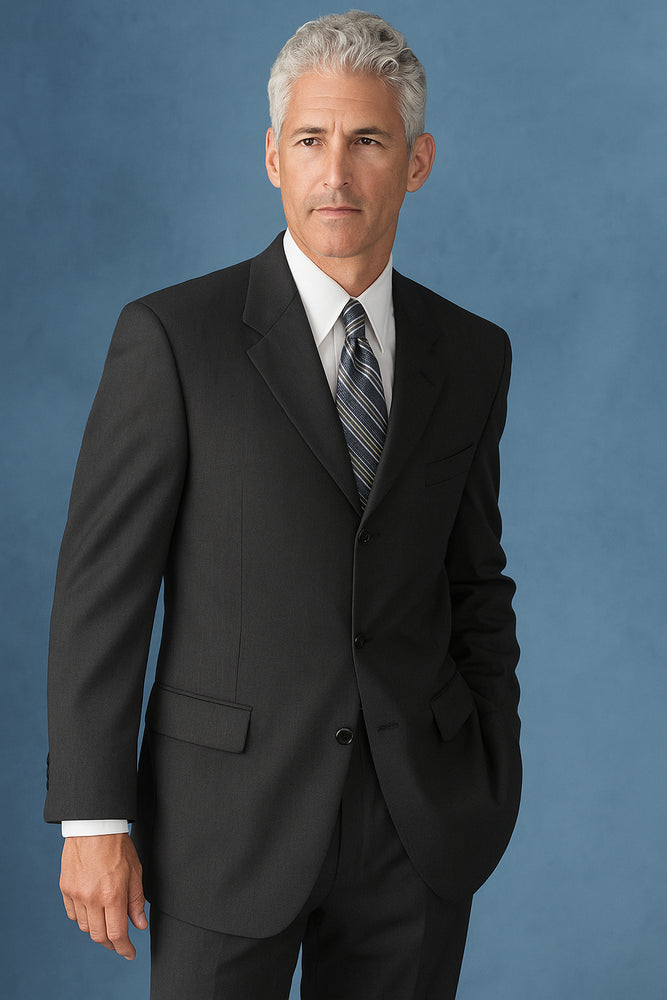 Available In 2 Or 3 Buttons Style Regular Classic Cut Dark Charcolal Gray 2 Side Vented SUPER 150 WOOL Cheap Priced Business Suits Clearance Sale