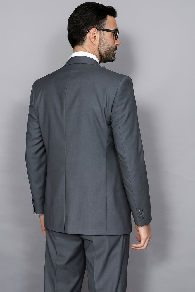 Mens Statement Suit Confidence Men's Wool Solid Charcoal 3 Piece Italian Style Double Breasted Vest Suit