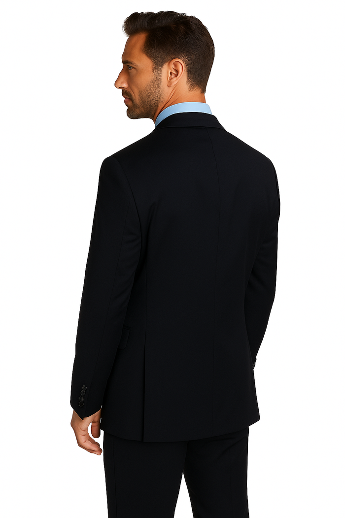 Deal Dark Navy Blue Suit For Men Suit features classic three button 100% sophisticated Wool