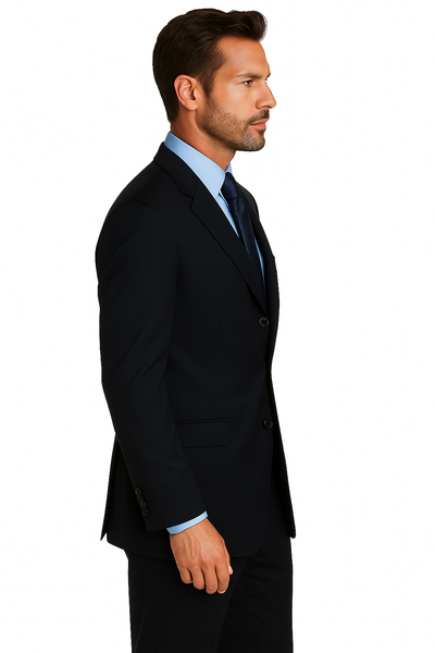 Deal Dark Navy Blue Suit For Men Suit features classic three button 100% sophisticated Wool