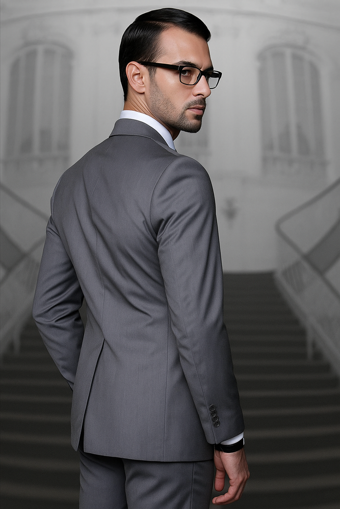 Mens Suits Regular Fit - Wool Suit - Pleated Pants - Charcoal Suit
