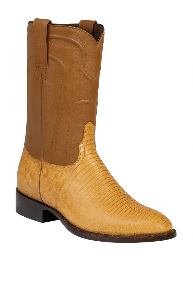 Los Altos Boots Men's Lizard Teju Roper Western Boots Honey