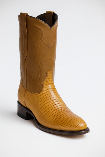 Los Altos Boots Men's Lizard Teju Roper Western Boots Honey