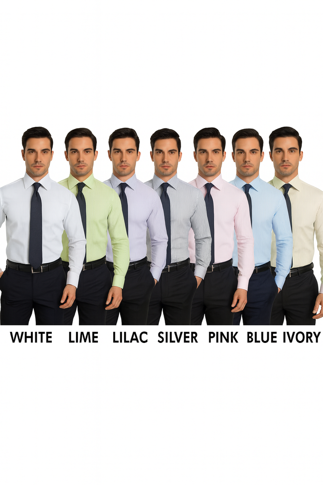 Striped French Cuff Multi-color Men's Dress Shirt