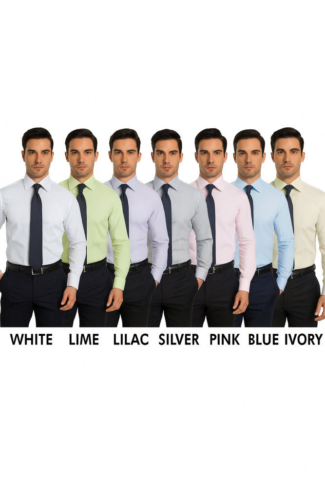 Striped French Cuff Multi-color Men's Dress Shirt