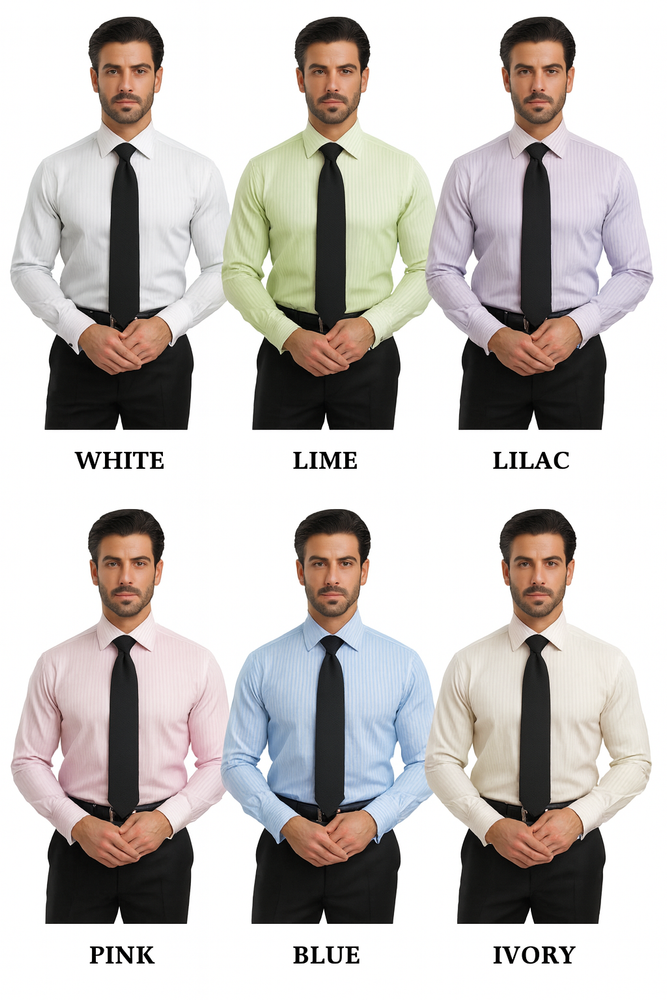 Striped French Cuff Multi-color Men's Dress Shirt