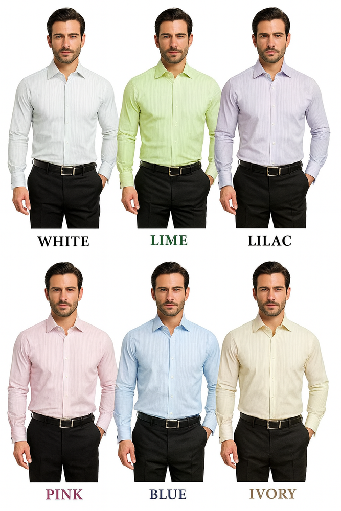 Striped French Cuff Multi-color Men's Dress Shirt