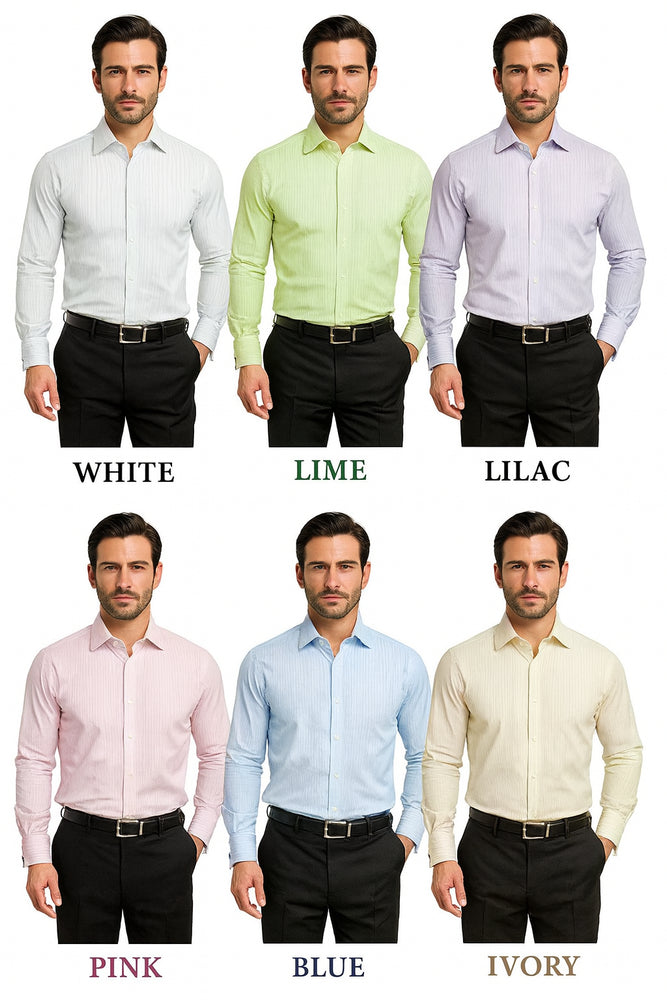Striped French Cuff Multi-color Men's Dress Shirt