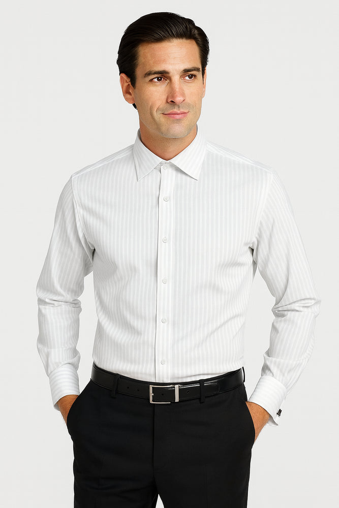 Striped French Cuff Multi-color Men's Dress Shirt