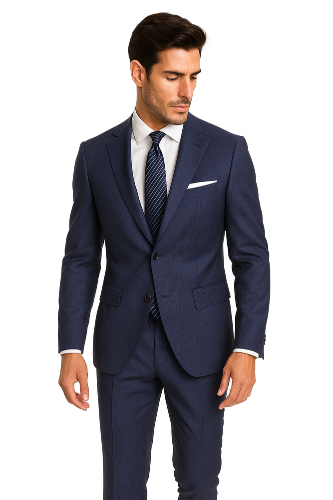 Men's Blue checkered check pattern 2 Button Modern Fit Suits Wool Suit